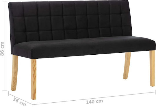 Doppelsitzer Sofa Schwarz 140x56x86cm