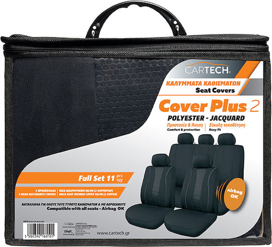 Cartech Vordersitzbezüge 11Stück Polyester Cover Plus 2 Gray