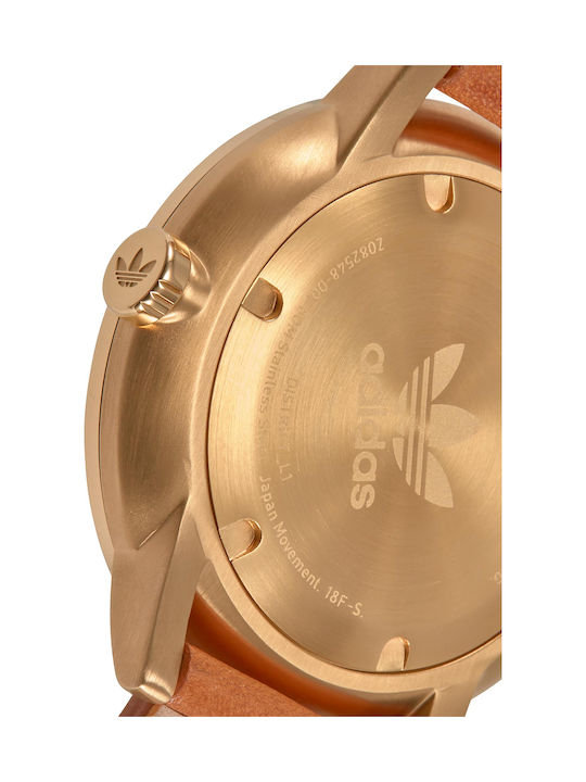 adidas District L1 Herrenuhr Batterie mit Braun Lederarmband