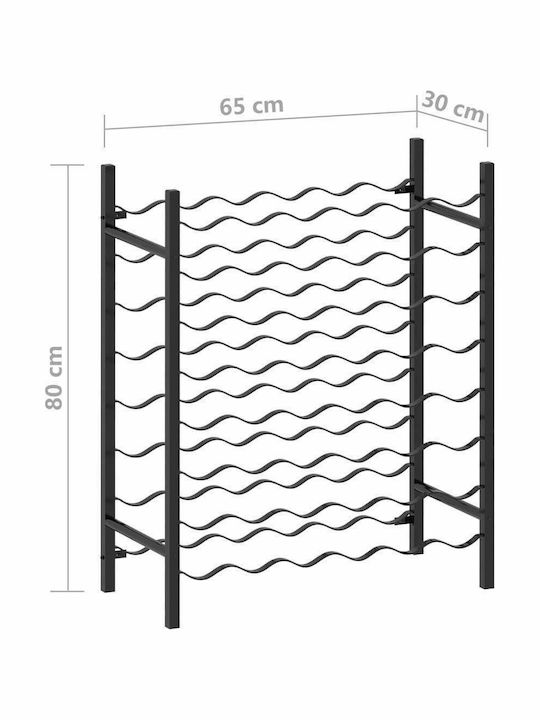 vidaXL С крака Κάβα Ποτών Метал για 48 Μπουκάλια Черен 65x30x80εκ.