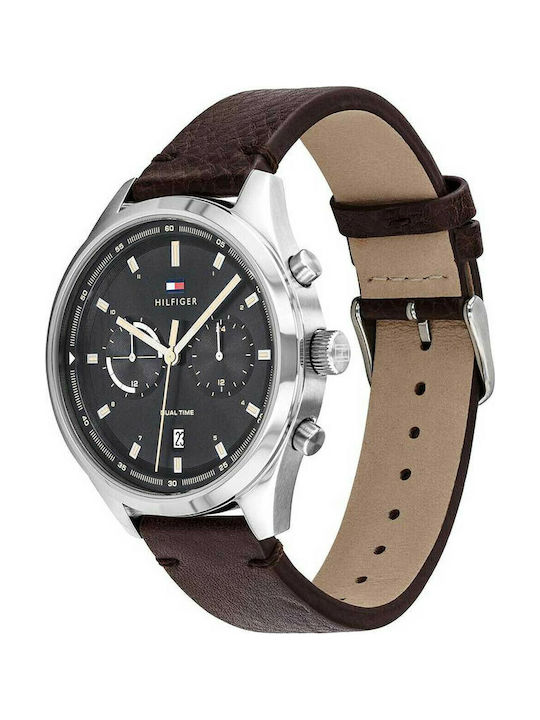 Tommy Hilfiger Bennett Men's Watch 44mm Battery with Brown Leather Strap