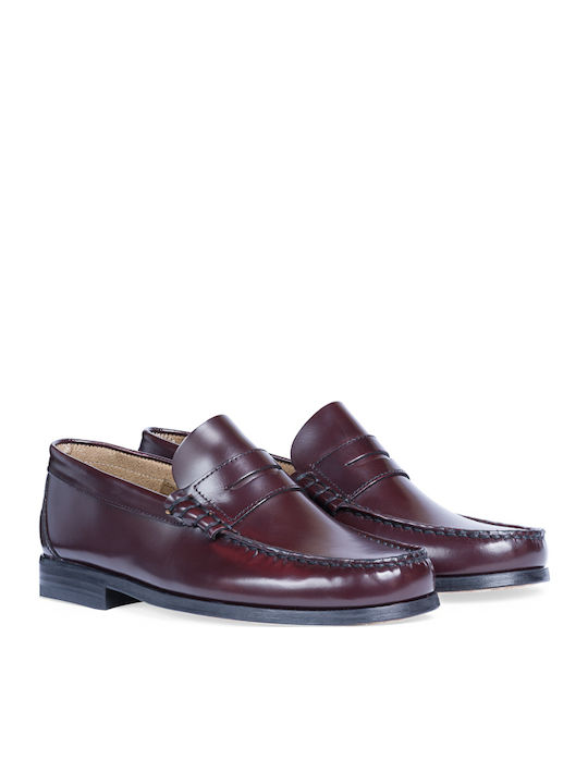 0130 Men's Leather Loafers Burgundy