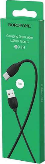 Borofone BX19 Benefit USB 2.0 Cable USB-C male - USB-A Μαύρο 1m BOR-701794