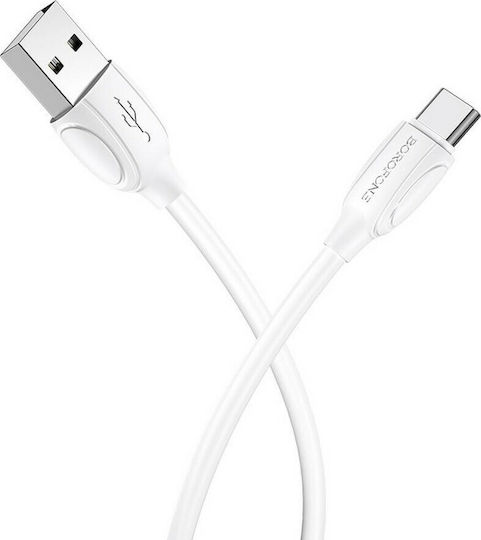 Borofone BX19 Benefit USB 2.0 Cable USB-C male - USB-A Λευκό 1m