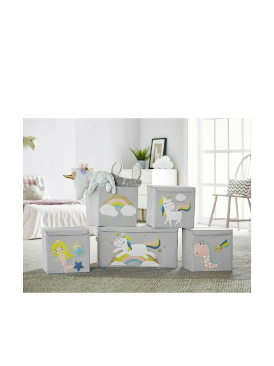 Potwells Children's Folding Storage Box made of Fabric Mermaid Gray 33x32x32cm 1pcs