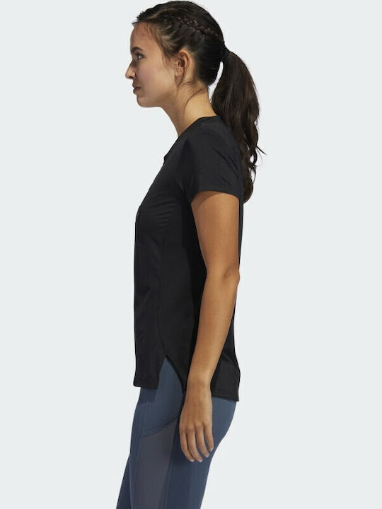 Badge Sport Logo Women's Crop T-shirt Fast Drying with Sheer Black