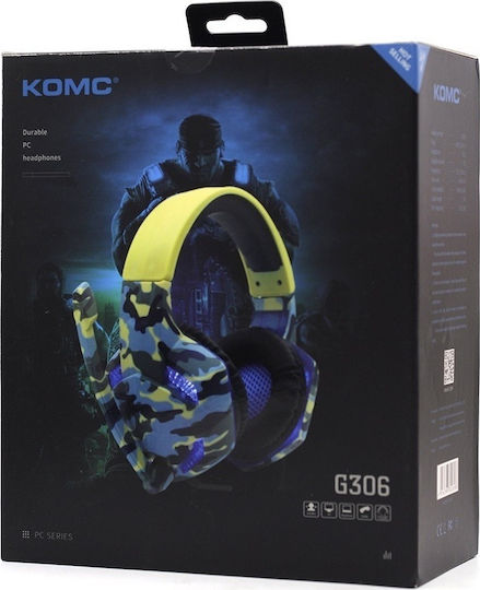 Komc G306 On Ear Gaming Headset with Connection 2.5mm / USB Brown Camouflage