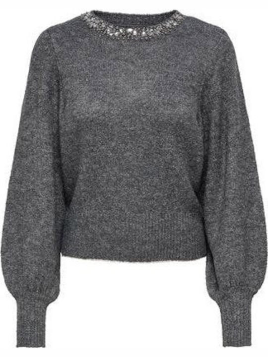 Damen Langarm Kurz Pullover Tierdruck Gray