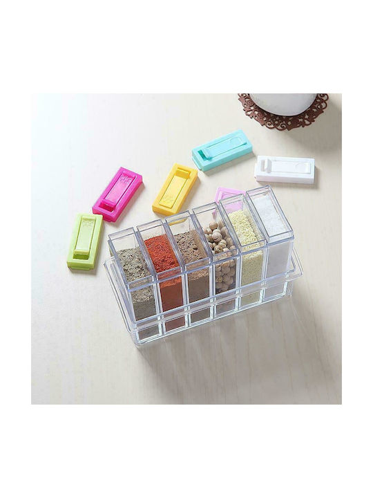 Plastic Tabletop Spice Rack with Stand Transparent 6pcs GE-