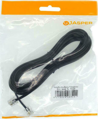 Flat Telephone Cable RJ11 6P4C 5m Black (68201)