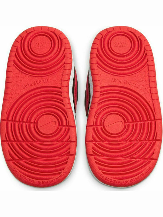 Court Borough Low 2 Kids Sports Shoes with Hoop & Loop Closure Black White University Red