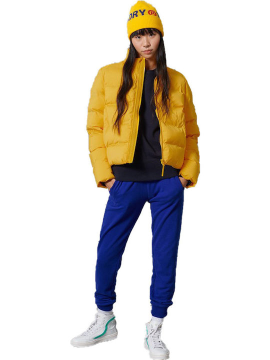 Superdry Sport Women's Short Puffer Jacket for Winter Yellow