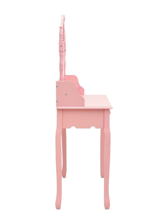 Wooden Makeup Dressing Table Pink with Mirror 75x69x140cm