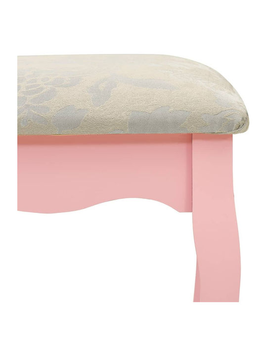 Wooden Makeup Dressing Table Pink with Mirror 75x69x140cm