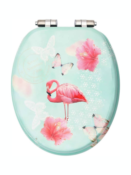 vidaXL Toilet Seat Soft Close Wooden 42.5x35.8cm Flamingo