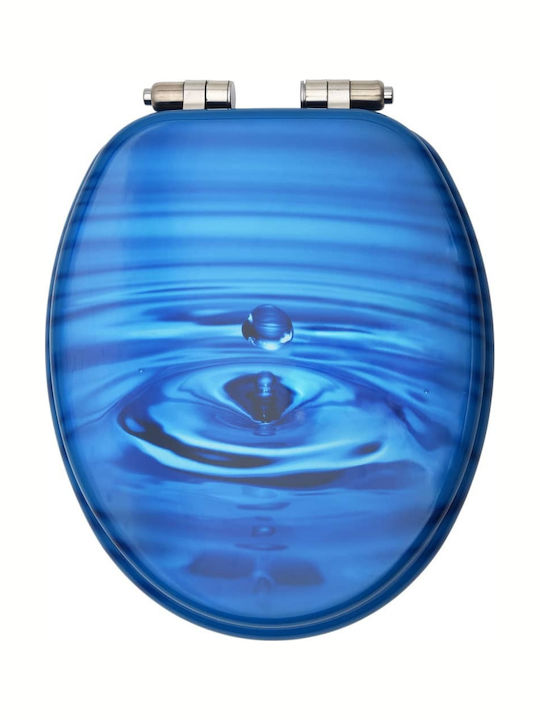 vidaXL Wooden Soft Close Toilet Seat Blue Drops 42.5cm