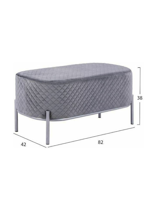 Hocker Bankhocker Gepolstert mit Samt Irina Grey 82x42x38cm