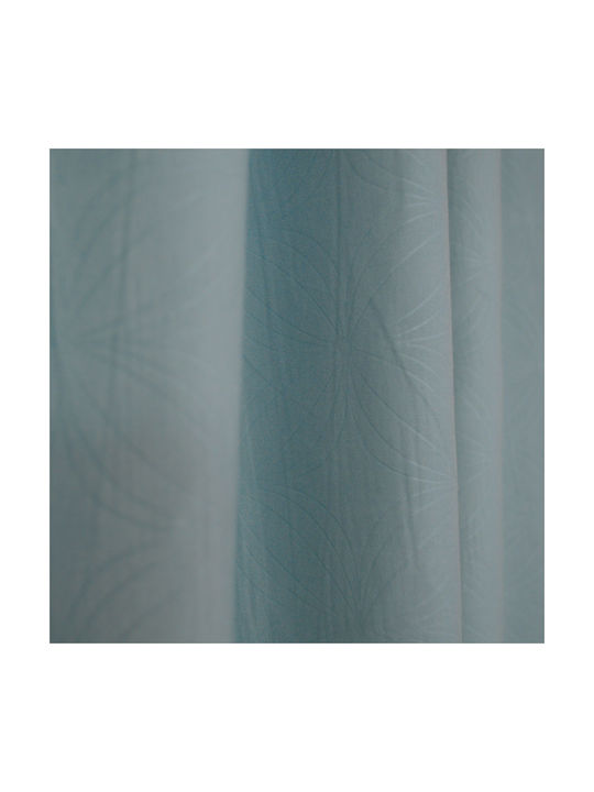 Lino Home Curtain with Pencil Pleat Emb Karen Light Petrol 140x235cm