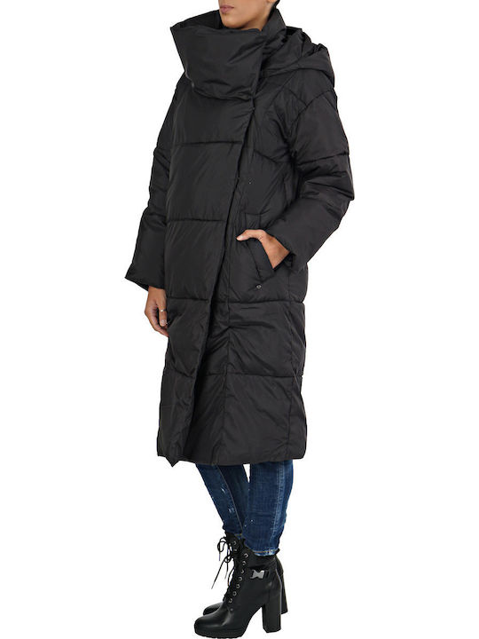 Catherina Women's Long Puffer Jacket for Winter Black