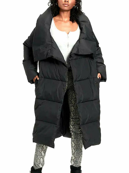 Catherina Women's Long Puffer Jacket for Winter Black