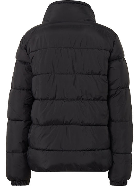 Women's Short Puffer Jacket for Winter Black