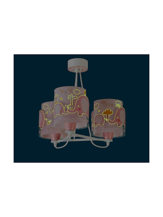 Ango Kids Plastic Chandelier Ceiling Light E27 Little Elephant Pink 23W