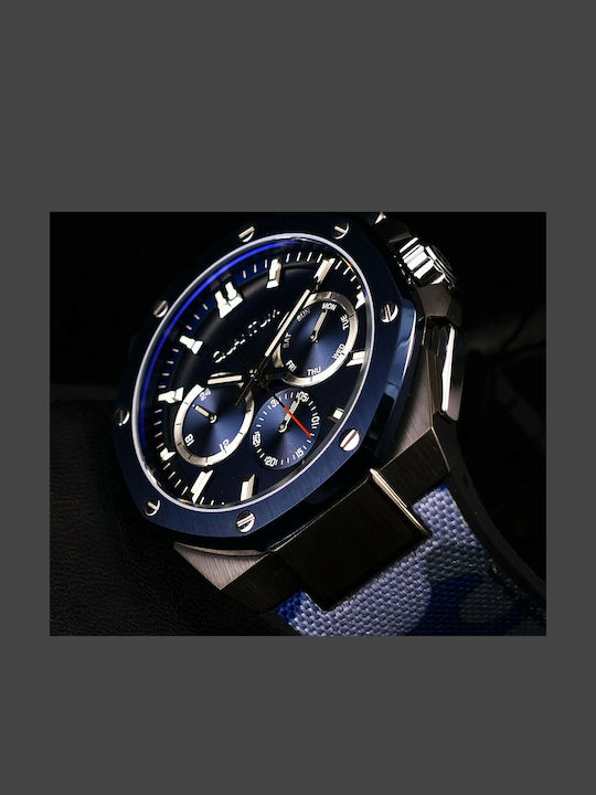 Quantum Hunter Ανδρικό Ρολόι 44mm Χρονογράφος Μπαταρίας με Δερμάτινο Λουράκι