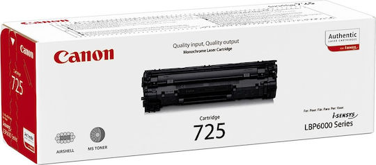 Canon 725 Γνήσιο Toner Laser Εκτυπωτή Μαύρο 1600 Σελίδων (3484B002)