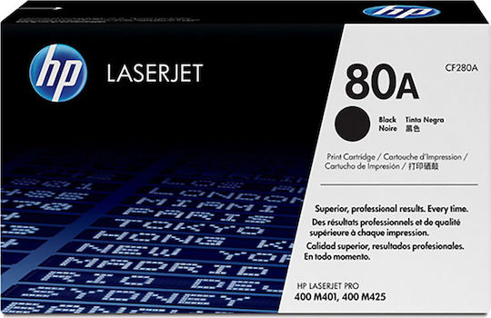 HP 80A Γνήσιο Toner Laser Εκτυπωτή Μαύρο 2700 Σελίδων CF280A