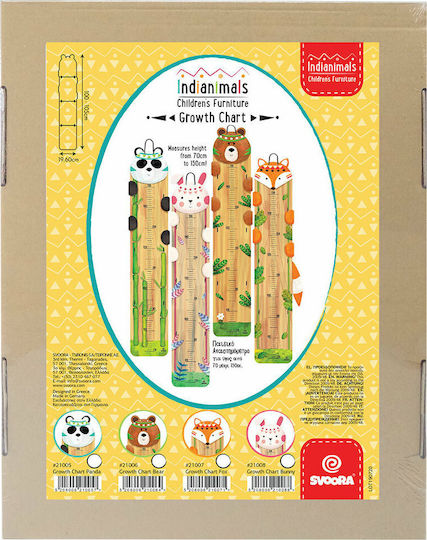 Svoora Wachstumstabelle für Kinder und Babys Indianimals Bärchen Grün