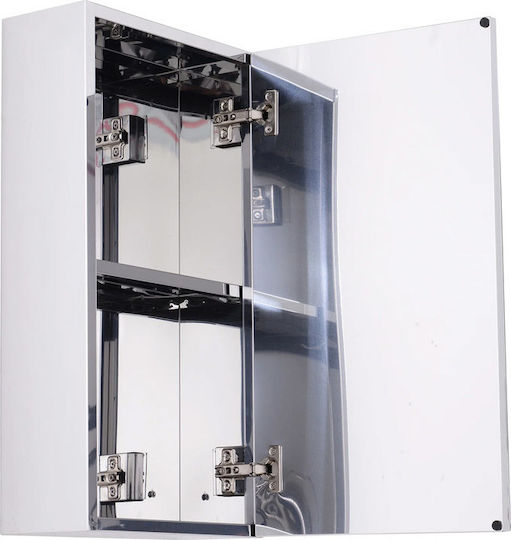 HomCom Rechteckiger Badezimmerspiegel aus Edelstahl mit Schrank 30x55cm