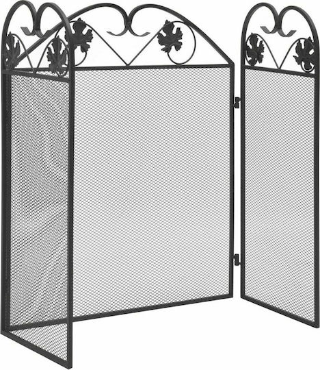 vidaXL Metallic Fireplace Screen with 3 Panels 52.5x24x61cm Black