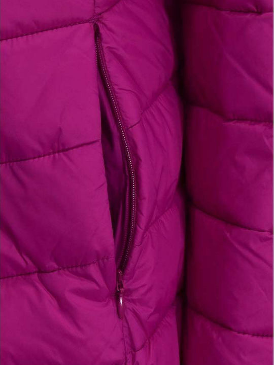 Women's Short Puffer Jacket for Winter Fuchsia