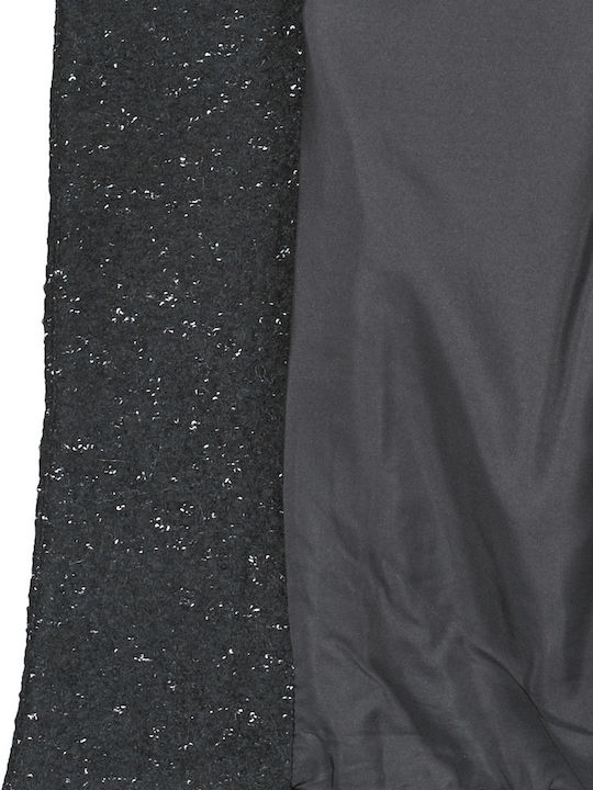 Women's Short Coat with Buttons Black