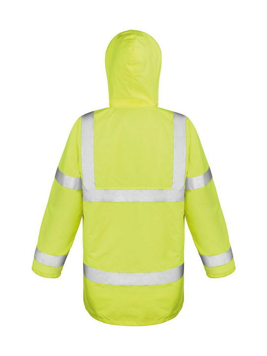 Result Waterproof Reflective Work Jacket Hooded Yellow