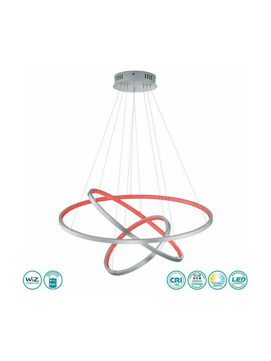 Trio Lighting Aaron Ρυθμιζόμενο Κρεμαστό Φωτιστικό Ασημί LED 80εκ.