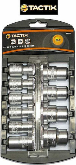 Tactix Căpăcei Hexagonali cu Patrat de Prindere 1/2" Set 10buc