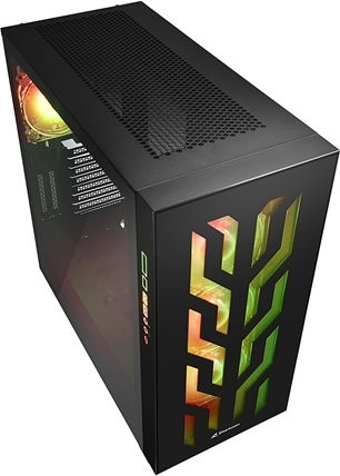 Sharkoon Elite Shark CA300T Геймърско бюро Midi Tower Компютърна кутия със страничен прозорец и RGB осветление Черен