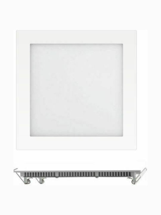 Spot Light Square Recessed LED Panel 18W with Warm White Light 3000K 22.5x22.5cm