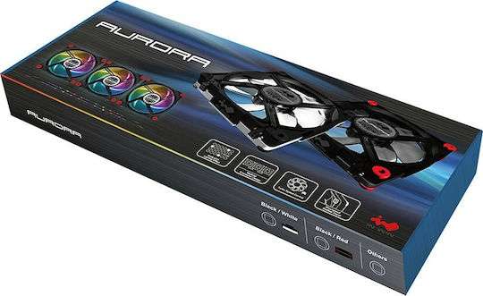 In Win Aurora Case Fan 120mm (2000rpm / 40.26cfm) με RGB Φωτισμό και Σύνδεση 6-Pin 3τμχ