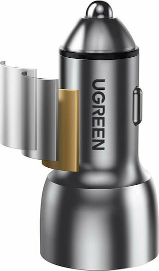 Ugreen Auto-Ladegerät 40W 3A Schnellladung mit Anschlüssen: 2xType-C Gray Farbe
