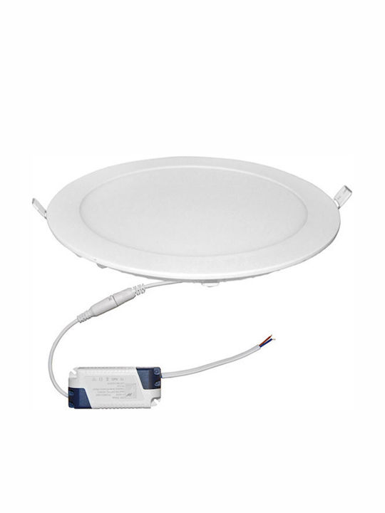 Adeleq Round Recessed LED Panel 30W with Warm White Light 3000K 30cm