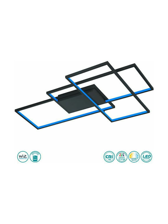 Trio Lighting Thiago Smart Πλαφονιέρα Οροφής 114εκ. Μαύρη με Ενσωματωμένο LED και Τηλεχειριστήριο