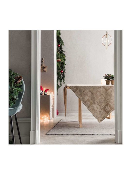 Gofis Home Christmas Tablecloth Fabric Beige L180xW135cm.