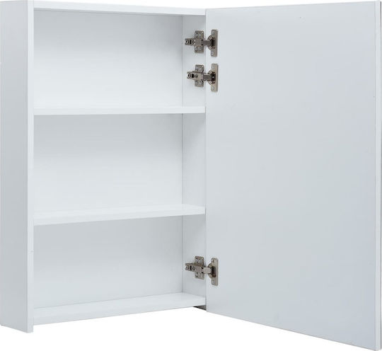 vidaXL Правоъгълена Банско Огледало LED от MDF с Шкаф 50x70см Бял
