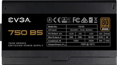 EVGA 750 B5 750W Захранващ блок за компютър Пълен модул 80 Plus Bronze