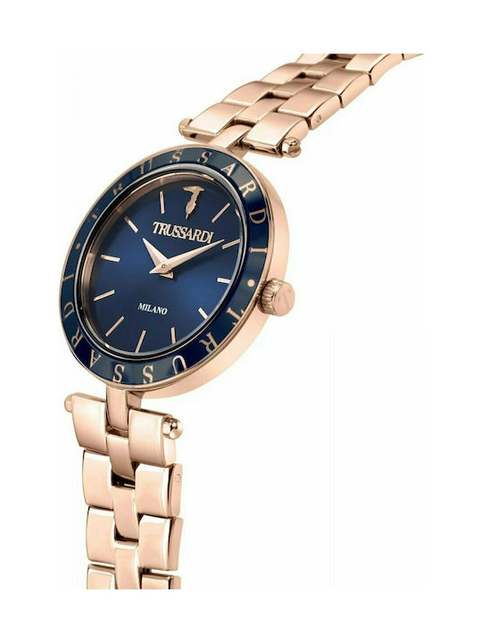 Trussardi T-Bent Womens Watch 34mm Battery with Pink Gold Stainless Steel Bracelet