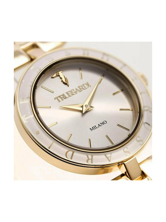 Trussardi T-Shiny Γυναικείο Ρολόι 34mm Μπαταρίας με Χρυσό Ατσάλινο Μπρασελέ