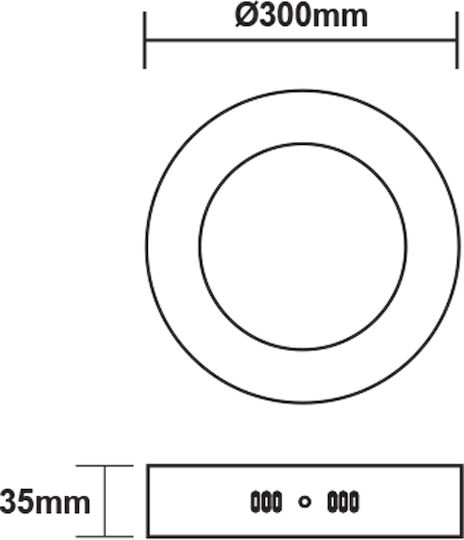 Aca Στρογγυλό Εξωτερικό LED Panel 24W με Ψυχρό Λευκό Φως 6500K 30εκ.