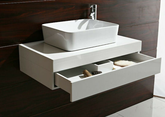 Inter Ceramic Anelia Πάγκος χωρίς Νιπτήρα Μ80xΒ46xΥ20cm Λευκός